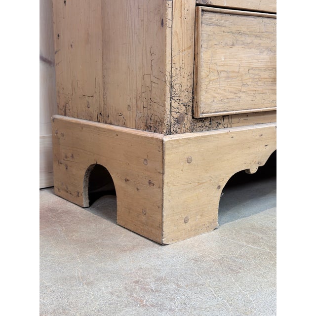 Antique 19th Century Irish Scrub Pine Two-Door Clothing Armoire With Three Drawers For Sale - Image 10 of 11