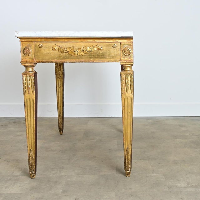 Italian 18th Century Giltwood Console with Original Marble Top For Sale - Image 9 of 18