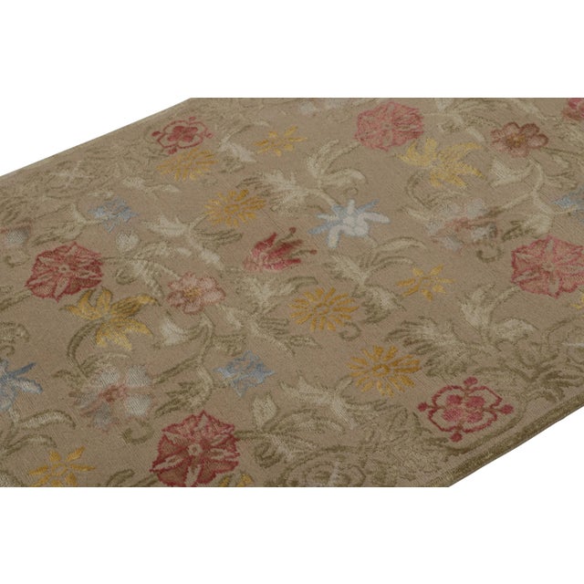 Rug & Kilim Rug & Kilim’s Spanish European Style Rug in Beige With Floral Patterns “Bilbao” For Sale - Image 4 of 7