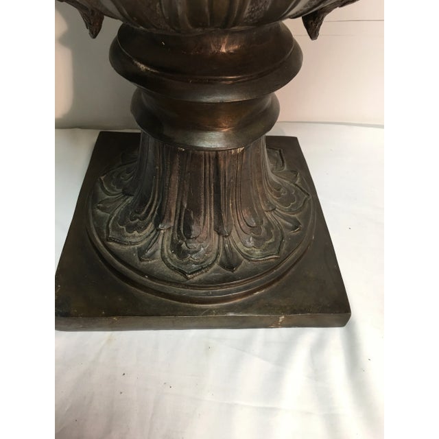 Metal Vintage Bronze Garden Urn For Sale - Image 7 of 12