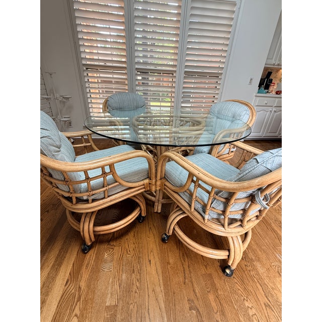 Hollywood Regency Vintage Lane Ventura Glass Top Table and 4 Chairs For Sale - Image 3 of 12