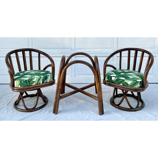 Mid-Century Bent Bamboo Set of Swivel Chairs and Table Base - 3 Pieces For Sale - Image 11 of 11
