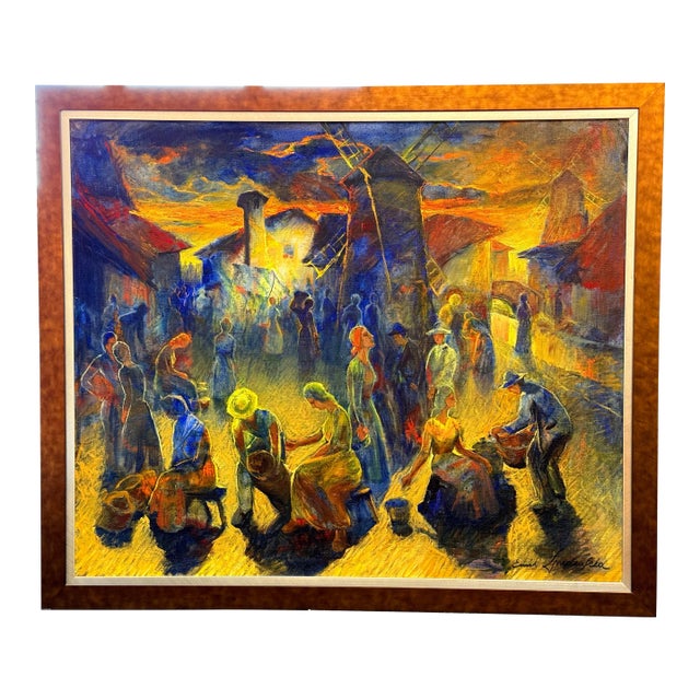 Rare Original Signed Emille Lindenfeld (Hungary 1905-1986) Oil Painting For Sale