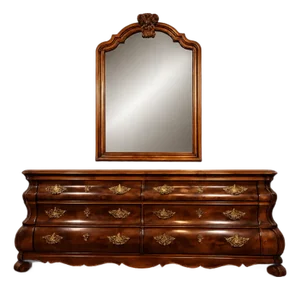 Henredon John Widdicomb Style Dresser & Mirror | Serpentine Front Chest
