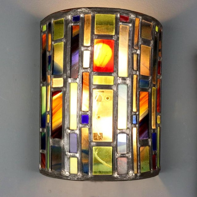 Wall Lamps with Stained Glass, Set of 2 For Sale - Image 3 of 6