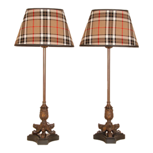 Vintage French Table Lamps Napoleonic Tartan Tripod Base Lion Paws Empire Lamps Tariff Free Delivery a Pair