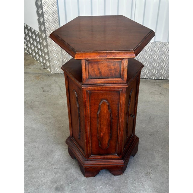 20th Century Hexagonal Side Table in Mahogany Wood, 1950s For Sale - Image 4 of 18