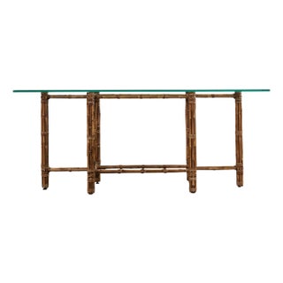 McGuire Organic Modern Bamboo Rattan Console Table For Sale