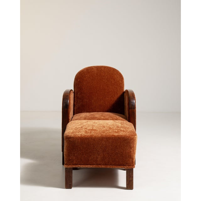 1930s Art Deco Lounge Armchair With Ottoman France 1930s For Sale - Image 5 of 17