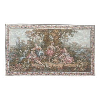 Vintage French Aubusson Style Jaquard Tapestry with Gallant Meeting Motif, 1970s For Sale