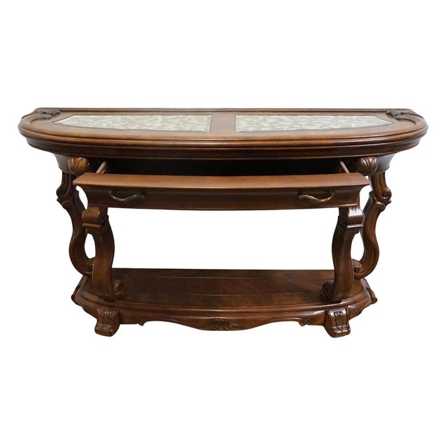 Aico Michael Amini Jane Seymour Platine De Royale Contemporary French Provincial 60" Console Table 09223-229 - Light Espresso Finish For Sale - Image 4 of 13