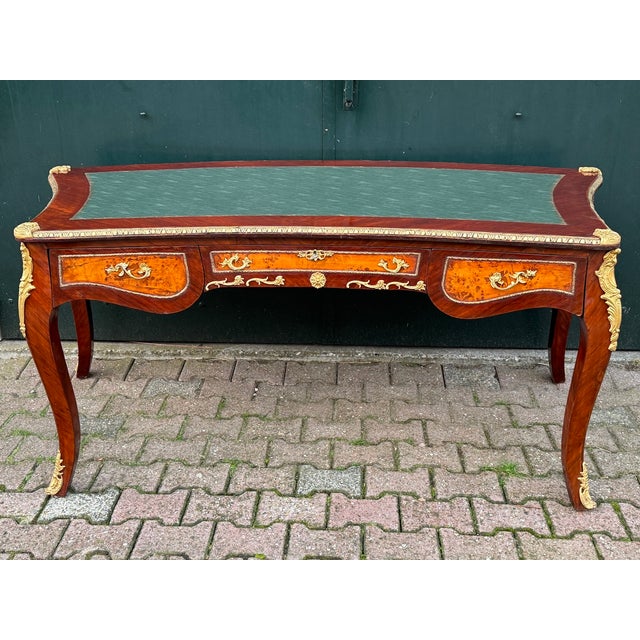 C1890 French Louis XVI Brown Mahogany Bronze Writing Desk - 1 Pc For Sale - Image 17 of 17