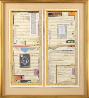 1990s "From Grief I Cannot Measure" Mixed-Media Collage Composition by Graham Moody, Framed