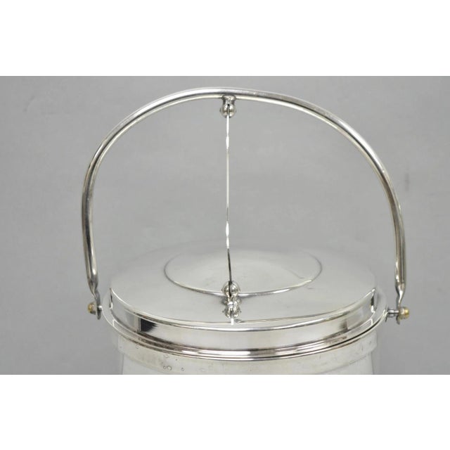 Mid 20th Century Gorham Yc141 Mid Century Modern Silver Plated Reticulating Hinge Ice Bucket For Sale In Philadelphia - Image 6 of 16