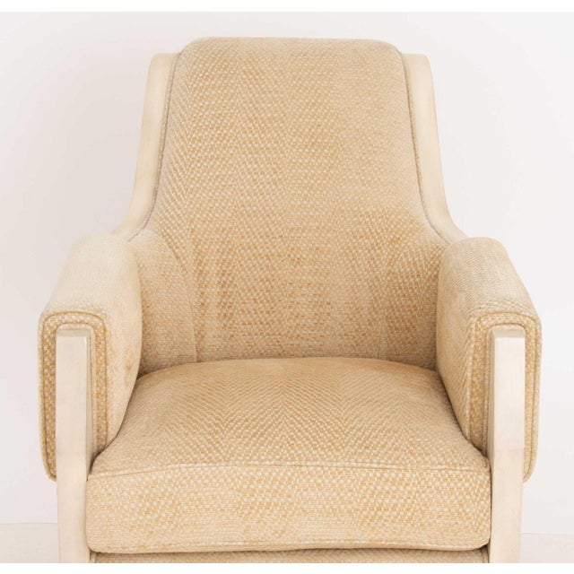 Art Deco Lewis Mittman Art Deco Style Beige Fabric Upholstered Easy Arm Chair For Sale - Image 3 of 10
