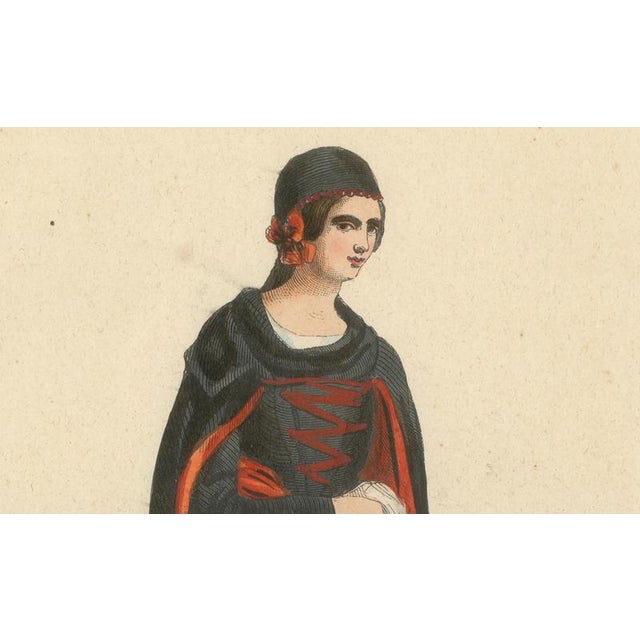 Boho Chic Duverger after Auguste Wahlen, Bohemian Woman near Prague, 1845, Hand-Coloured Lithograph on Paper For Sale - Image 3 of 10