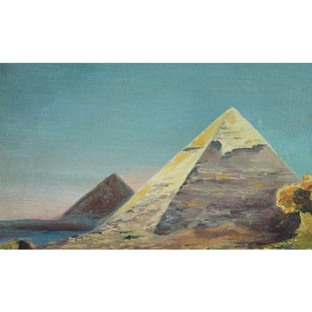 Eugène Alexis Girardet, Praying Arab with a Camel and Pyramids, Egypt, Late 19th Century, Oil on Canvas For Sale - Image 4 of 13