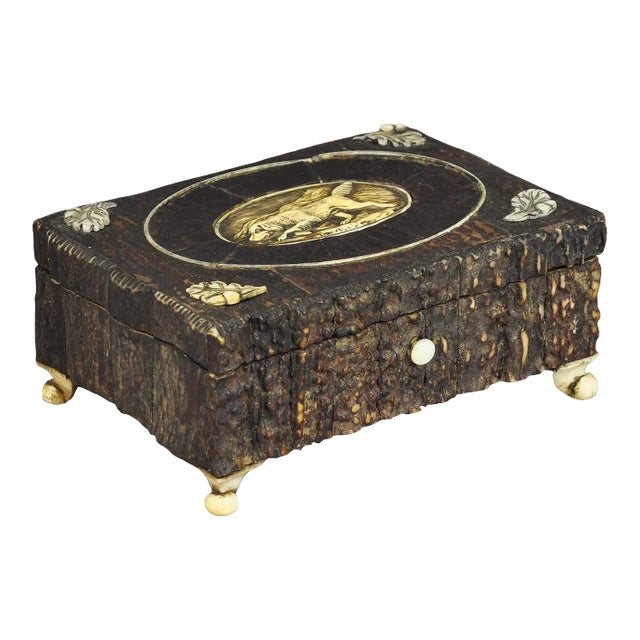 1860s Victorian Miniature Black Forest Antler Casket For Sale