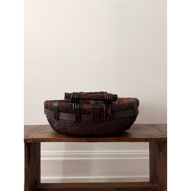 A mid-20th century hand-woven rattan basket from southern China — most likely Guangdong or Fujian province, where...