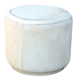 1970s Vintage Hide Covered Cylinder Ottoman Stool