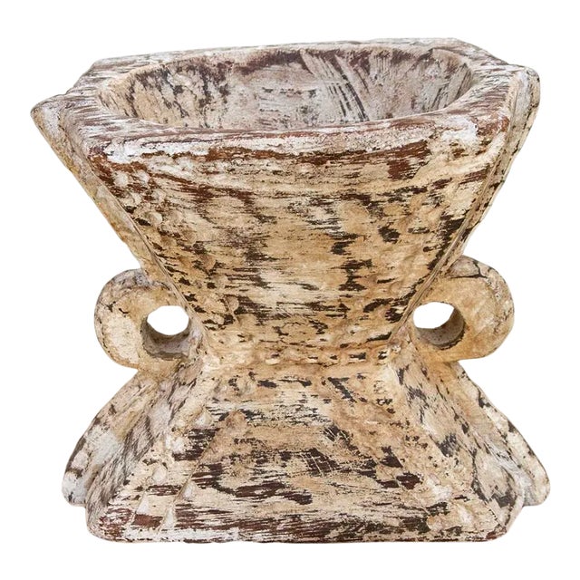 Wooden Carved Tribal Candle Holder-Rana For Sale