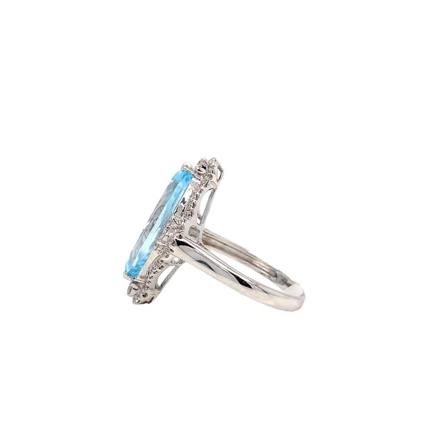 2020s Blue Topaz & Diamond Ring, Size 7 For Sale - Image 5 of 5