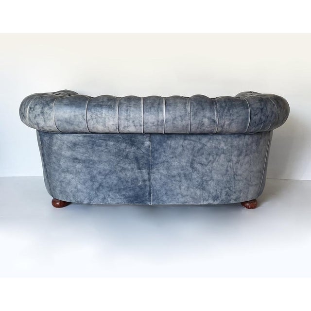 Blue Chesterfield-Style Leather Sofa, 1990s For Sale - Image 8 of 14