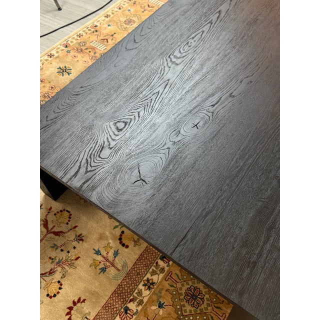 Wood Restoration Hardware Oak Wood Coffee Table, Black For Sale - Image 7 of 12