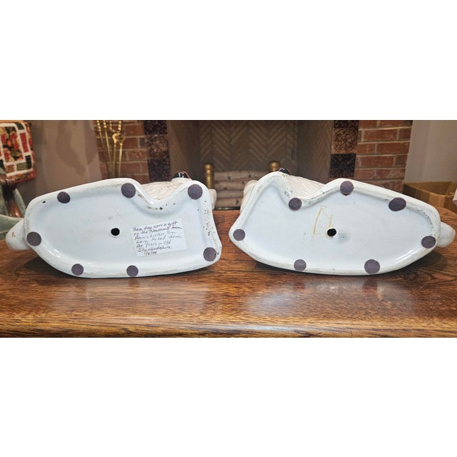 Pair of Antique Old Staffordshire Dogs With Newcomb Collage in New Orleans Provenance For Sale - Image 13 of 15