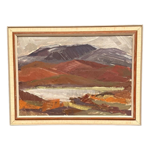 Mountains and Water, 1950s, Oil on Canvas, Framed For Sale