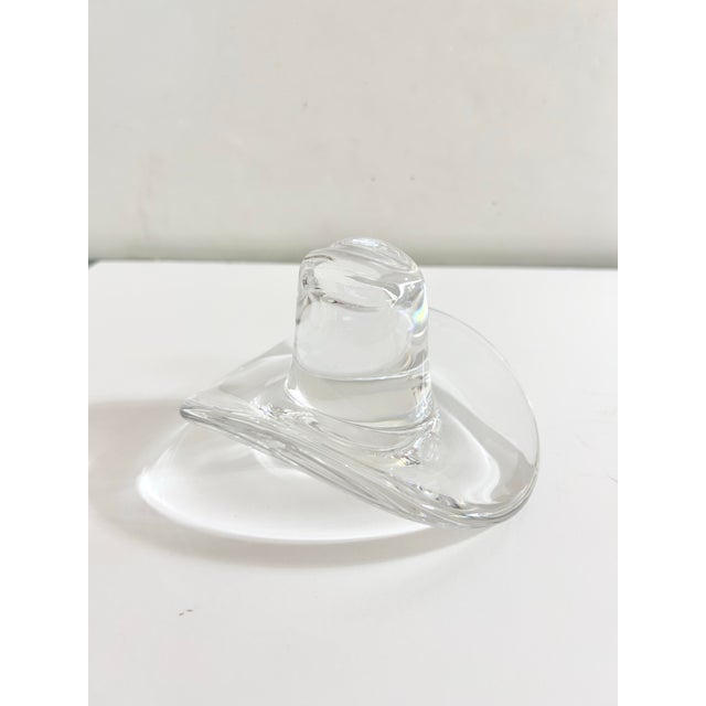 1970s Signed Marcolin Sardinia Crystal Cowboy Hat Paperweight, Southwest Western Decor For Sale - Image 4 of 12