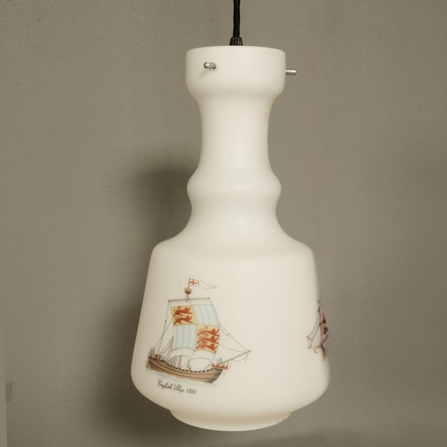 Vintage Caravel Opaline Glass Pendant, 1960s For Sale - Image 6 of 16