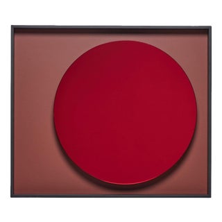 Red Glass Lacquered and Wood Frame Mirror Moon by Reda Amalou Design For Sale