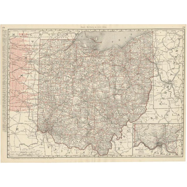 Antique Map of Ohio The Buckeye State by Rand McNally, 1899 For Sale - Image 12 of 12