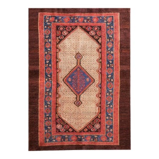 1880s Brown Ivory Medallion Tribal Antique n.w. Persian Bakshaiesh Rug 2'10" X 4'2" Handknotted Wool Carpet For Sale