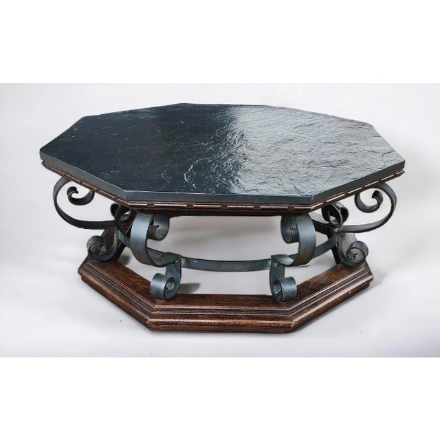 Vintage Octagonal Slate Top ~ Iron & Wood Spanish Colonial ...