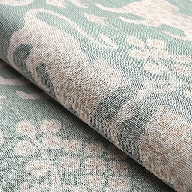 Schumacher Schumacher Woodland Leopard Sisal Wallpaper in Waterblue For Sale - Image 4 of 4