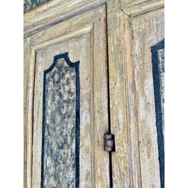 Antique Italian Renaissance Painted Marble Lacquer Wooden Cabinet, 1500s For Sale - Image 6 of 18