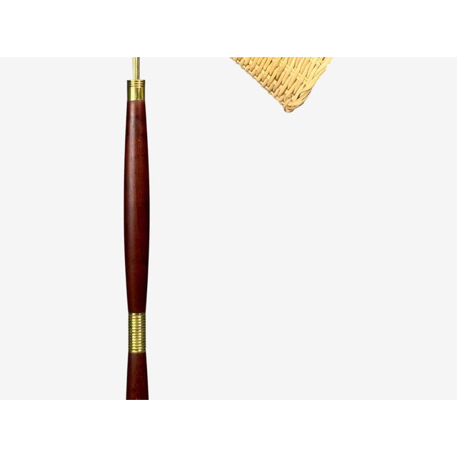 Laoni Belysning, Swedish Modern, Floor Lamp, Stained Wood, Brass, Sweden, 1960s For Sale - Image 9 of 14