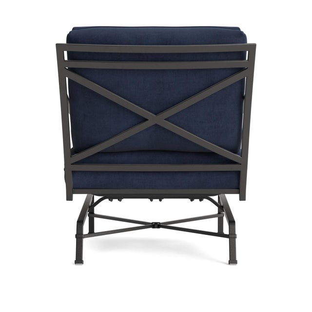 Brown Jordan Brown Jordan Venetian Motion Lounge Chair, Textured Pewter frame with Fusion Neptune fabric For Sale - Image 4 of 11