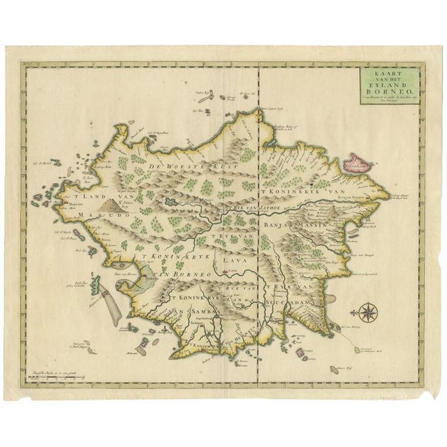 Antique Map of Borneo, 1726 For Sale