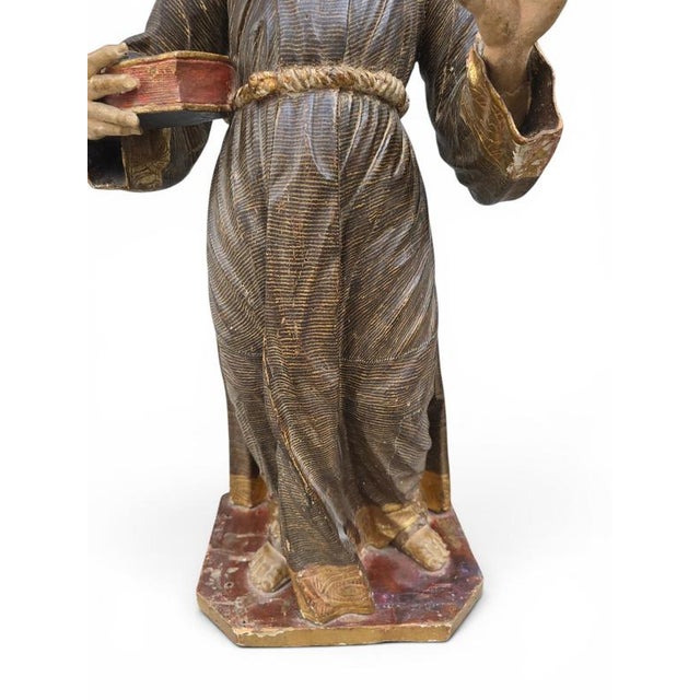 Spanish Artist, Sculpture of Saint Anthony of Padua, 1670, Wood For Sale - Image 4 of 16