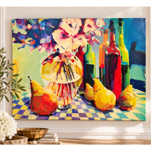 2000 - 2009 Robert Burridge Original Painting, “Still Life With Wine and Pears,” 2003 For Sale - Image 5 of 7