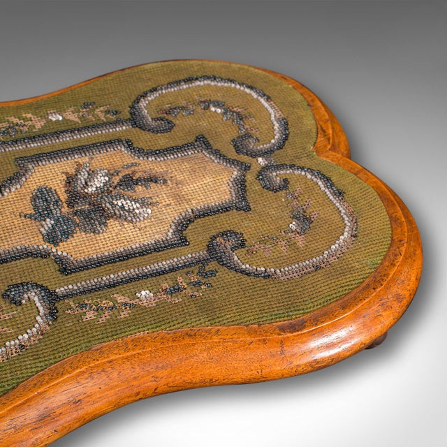 Brown Antique Tea Fancies Stand, English, Walnut, Beadwork, Cake Platter, Victorian For Sale - Image 8 of 9