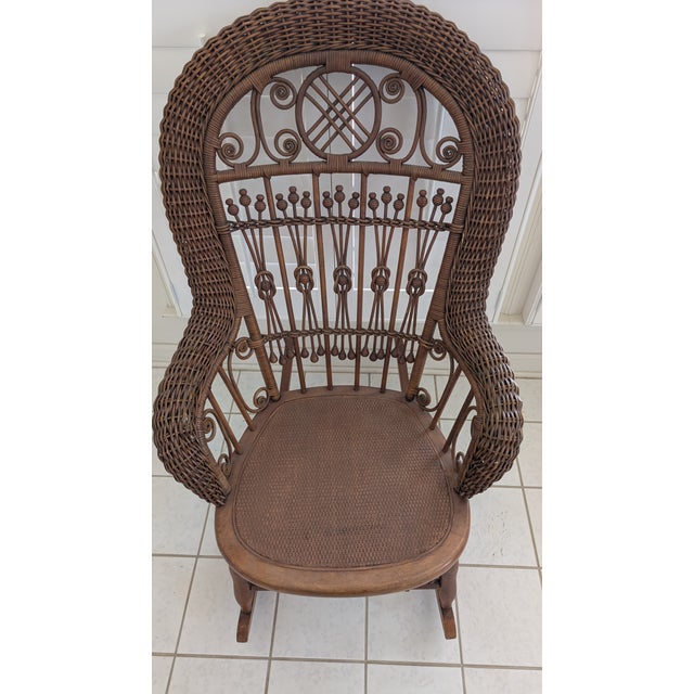 Truly Unique Antique Wicker Rocker with recanned seat, lots of unusual Details & in like new condition! Natural Wicker...
