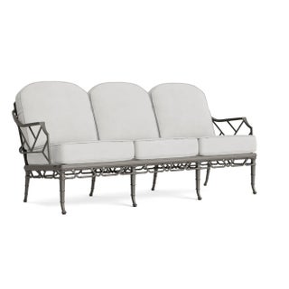 Brown Jordan Calcutta Sofa, Mica frame with Fusion Dove fabric For Sale