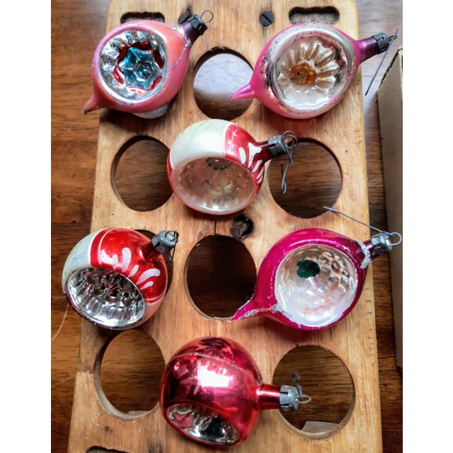 **Vintage Christmas Mercury Glass Indent Ornaments Set – 12 in Original Box** RARE full set of PINK! Deck your tree with...