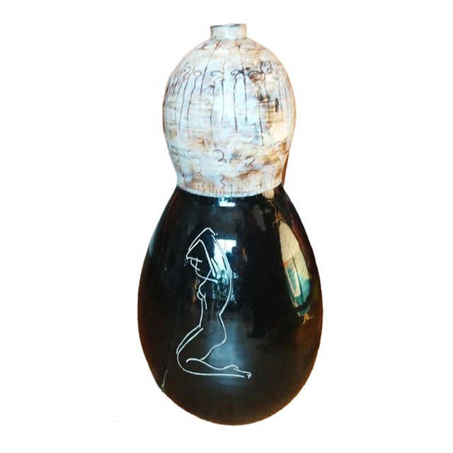 Vallauris 1950s French Atelier Cérenne Ceramic Lamp Base With Sgraffito Nude, Vallauris, C. 1950 For Sale - Image 4 of 13