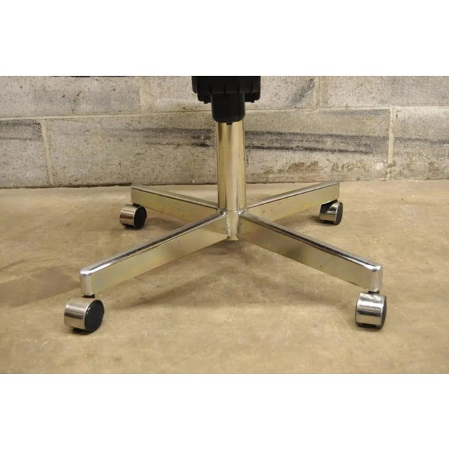 Blue Late 20th Century Vintage Chromcraft Mid Century Modern Blue Vinyl Rolling Office Desk Chair B For Sale - Image 8 of 12