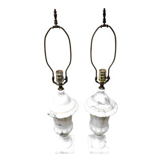Pair of 1950s Mid-Century Modern Marble Urn Lamps For Sale